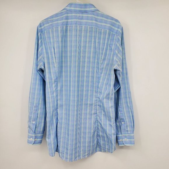 Bonobos Tailored Slim Fit Wrinkle Free Blue Plaid Button Down Shirt 16.5 - Picture 3 of 10